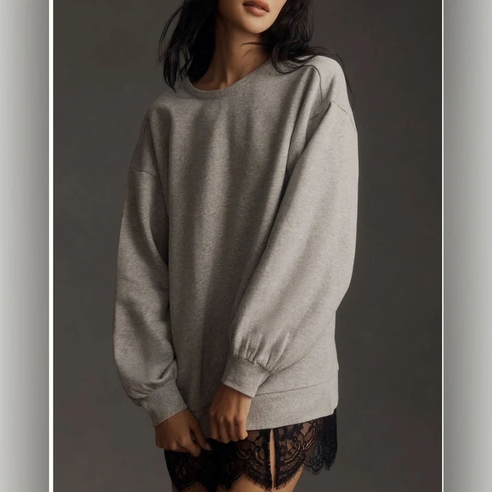 EUC Pilcro Crew Lace Pullover Sweatshirt - size medium - black and gray